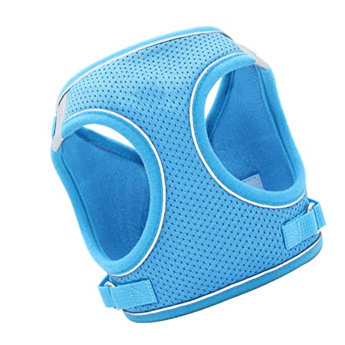 Hundeleinengeschirr, Katzenwestengeschirr, Blau, Atmungsaktiv, Robust, Polyester, Weich, Reflektierend, mit 360 Grad Drehbarem Traktionshaken für Haustierbedarf (XS) von BUHB