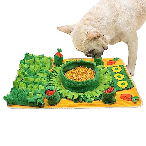 BUKBAG Haustier-Aktivitätsmatte | Interaktives Hundespielzeug | Futtersuche Decke mit 2 quietschenden Karotten | tragbares und interaktives Hundespielzeug | Nasenarbeit Fütterungsmatte für von BUKBAG