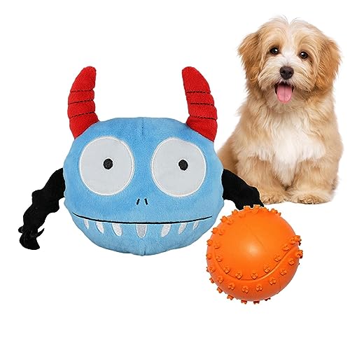 BUKBAG Quietschender Ball für Hunde, interaktives Kauspielzeug in Tierform, 2-in-1-Gummi, Geräusch-Hundeball für Welpen, kleine, mittelgroße Hunde, Plüsch-Hundespielzeug, Beißspielzeug, bewegliches von BUKBAG