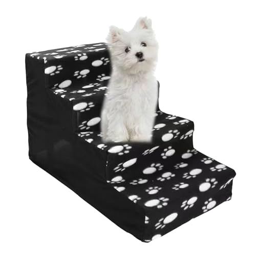 Haustiertreppe für Katzen | Hundeleiterbett 4-stufig,Bequemes Flanell-Haustiertreppenbett, einfach zu montierendes Bett für kleine Tiere, große Katzen und kleine Hunde Bukbag von BUKBAG