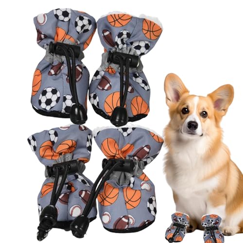 Hundeschneeschuhe - 4 Stück Outdoor-schützende warme Schuhe Fleece-Stiefel für Hunde - Winterbedarf für Welpen für Pudel, Dobermann, Corgi und Deutschen Schäferhund Bukbag von BUKBAG