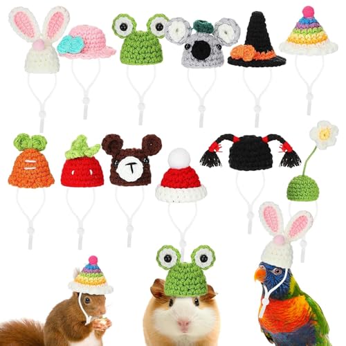 Meerschweinchen-Hut, niedliche Mini-Hüte gestrickt mit verstellbarem Riemen, buntes Kostümzubehör für Hamster, Meerschweinchen-Kostüme Bukbag von BUKBAG