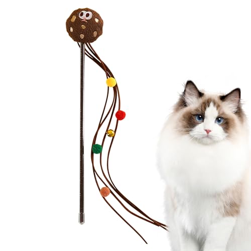 BUKISA Cat Funny Stick, interaktives Schnurspielzeug für Katzen,Lustiger Katzenstab mit Glöckchen | Katzen-Teaser-Stick-Spielzeug, Heimtierbedarf für drinnen und draußen, Katzen, Kätzchen, zum von BUKISA