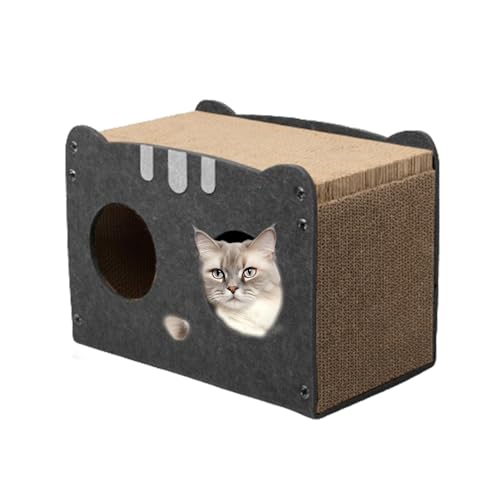 BUKISA Karton Katzenkratzhaus - Katzenkratzbox - Katzenkratzbox für Indoor Katzen, Abnehmbares Wellpappe Katzenkratzspielzeug für Kätzchen Katze Geburtstag von BUKISA