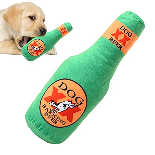 BUKISA Kauspielzeug für Wasserflaschen für Hunde, Kauspielzeug für Hunde, Weinflasche - Plüsch-Hundespielzeug, quietschendes Welpenspielzeug - Beißspielzeug für Welpen, langlebiges Kauspielzeug von BUKISA