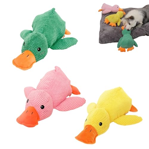 BUKISA Zentric Quack-Quack Duck Dog Toy, The Mellow Dog Calming Duck, Cute No Stuffing Duck with Soft Squeaker, Classic Duck Dog Squeak Toy, Durable Squeaky Dog Toys for Indoor Small Dog (3 Colors) von BUKISA