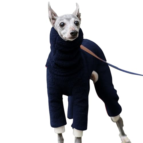 Hunde-Einteiler mit Rollkragen, Winter-Hundejacke, dehnbar, 4 Beine, voll bedeckt, elastisch, hoher Kragen, einfarbig, Einteiler für kleine, mittelgroße und große Hunde von BUKISA