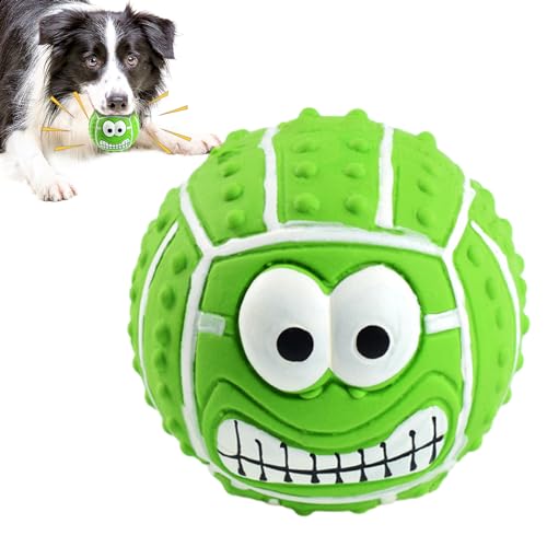 Hundeballspielzeug – Latex-Bälle mit lächelndem Gesicht, wiederverwendbar, lächelndes Gesicht, Hundespielzeug, quietschendes Spielzeug für kleine, mittelgroße Welpen und Kätzchen von BUKISA