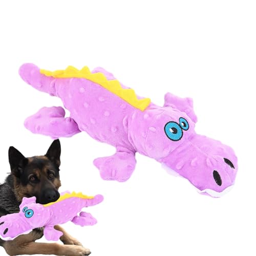 Kauspielzeug für Hunde, Plüsch, interaktives Krokodil, buntes Krokodil-Spielzeug, quietschend, langlebiges Kauspielzeug für Verhaltenstraining von BUKISA