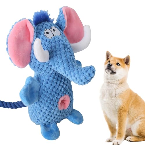 Kauspielzeug für Hunde, quietschendes Plüsch-Spielzeug mit Geräuschen, Elefant, weiches Zahnspielzeug, Plüsch-Kauspielzeug für kleine Hunde, Haustiere, Katzen von BUKISA