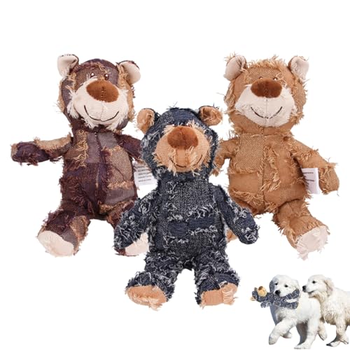 Petsboro Robust Bear, Petsboro Chew Bear Dog Toy, Big Dog Toys, Indestructible Robust Bear Dog Toy, Stuffed Animal Chew Toys for Dog Companions, Designed for Heavy Chewers (S,3PCS) von BUKISA