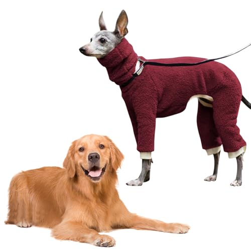 Winter-Hundekleidung, Haustierpullover, dehnbar, einfarbig, Ganzkörper-Haarausfall, winddicht, elastisch, für Hunde, Rollkragen-Pyjama für Boxer, Labor-Mix, Dobermann von BUKISA