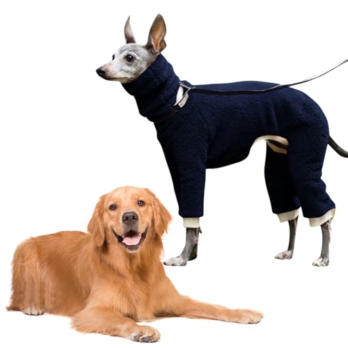 Winter-Hundepullover, Hunde-Body, dehnbar, 4 Beine, vollständig bedeckt, elastisch, hoher Kragen, einfarbig, Einteiler für kleine, mittelgroße und große Hunde von BUKISA