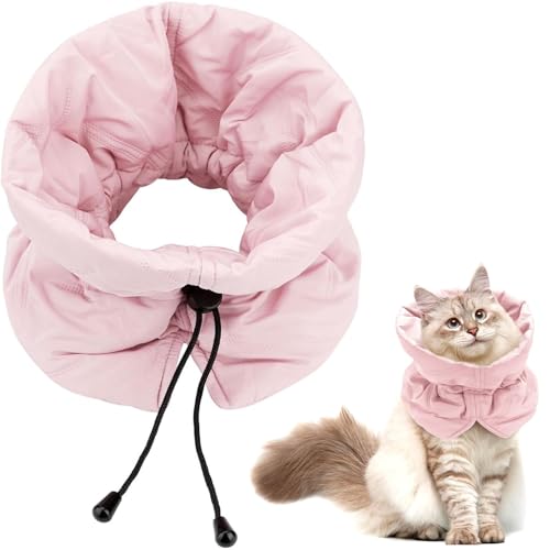 Elisabethanisches Halsband, Halsband nach Operationen, Halskrause Katze Schutz, Einstellbares Weiches Katzen Halskrause, für Katzen Kätzchen Verhindert das Lecken von Wunden (Rosa, M) von BUKYCAT