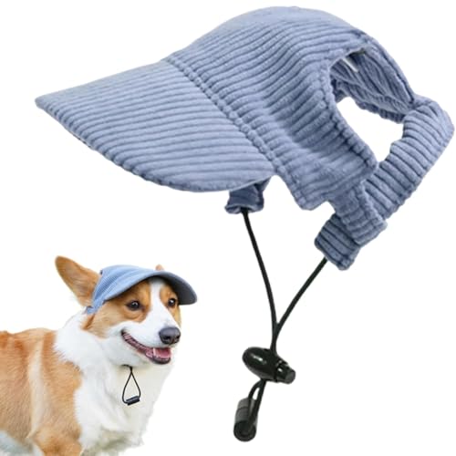 Hunde Baseballmütze, Hut Hundecap mit Ohrlöchern für Welpen Haustier, Pet Eltern Kind Mütze, Verstellbar Sommer Sonnenschutz, für Welpen Hunde Mütze (Blau, L) von BUKYCAT