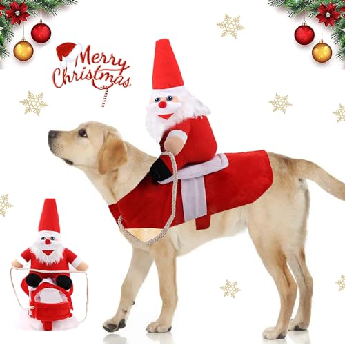 Hunde Weihnachtskostüm, Haustier Kleidung für Hund und Katze, Weihnachtsmann Kostüm für Weihnachten, Party, Geburtstag (2XL) von BUKYCAT