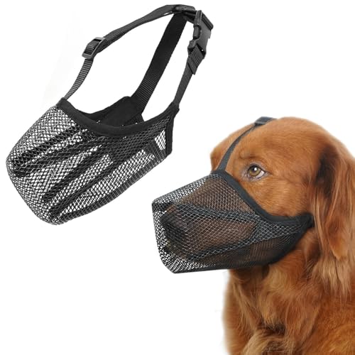 Maulkorb für Hunde, Maulkorb Hund mit Abgerundetem Mesh und Verstellbare Schlaufe, Verstellbarer Hundemaulkorb für Kleine Mittelgroße und Große,Verhindert Das BeißEn,Kauen (L) von BUKYCAT