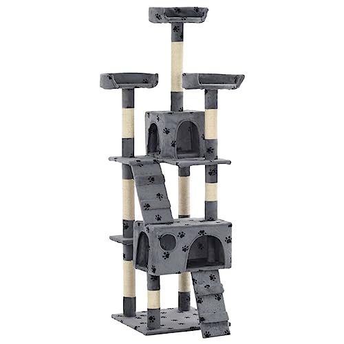Katzen-Kratzbaum, BULANED Katzenzubehöhr, Kratzbaum Für Katzen, Katze Baum, Katzenkratzbaum, Katzenturm, Katzenmöbel, mit Sisal-Säulen 170 cm Pfoten-Aufdruck Grau Katzen-Kratzbaum, BULANED Katzenzubehöhr, Kratzbaum Für Katzen, Katze Baum, Katzenkratzbaum, Katzenturm, Katzenmöbel, mit Sisal-Säulen 170 cm Pfoten-Aufdruck Grau von BULANED