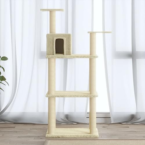 Kratzbaum mit Sisal-Kratzsäule, BULANED Katzenkratzbaum, Kletterwand, Kratzbäume Für Katzen, Kratzstamm, Kratzbaum Deckenspanner,n Creme 119 cm Kratzbaum mit Sisal-Kratzsäule, BULANED Katzenkratzbaum, Kletterwand, Kratzbäume Für Katzen, Kratzstamm, Kratzbaum Deckenspanner,n Creme 119 cm von BULANED