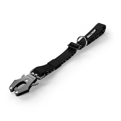 Bullyion Original Equipment All Action verstellbare Verkehrsleine, graviertes Emaille-Abzeichen, Neopren-Futter, Auto-Sicherheitsleine, verstellbar von 20 cm bis 26 cm, Carbon-Schwarz von BULLYION ORIGINAL EQUIPMENT
