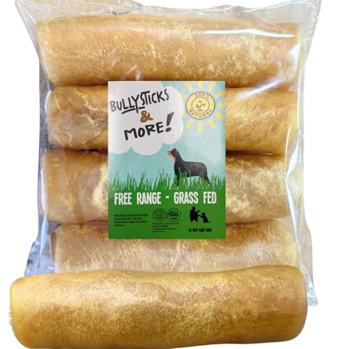 BULLYSTICKS & MORE 6 Inch Beef Collagen Rolls for Dogs (Extra Thick - 4 Count) - Beef Cheek Bones for Dogs - Dog Parents Choice - Premium No Hide Beef Cheek Rolls - Thick Retriever Rolls for DogsQQ von BULLYSTICKS & MORE