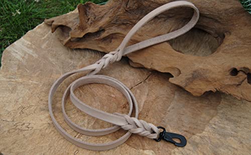 BULLYZEI Lederleine geflochten beige 16mm x 1m ohne Schlaufe Schweden-Karabiner Führleine BULLYZEI Lederleine geflochten beige 16mm x 1m ohne Schlaufe Schweden-Karabiner Führleine von BULLYZEI