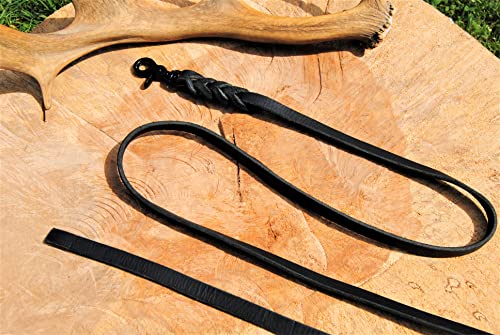 BULLYZEI Lederleine geflochten schwarz 13mm x 1,5m MIT Schlaufe Scheren-Karabiner Führleine BULLYZEI Lederleine geflochten schwarz 13mm x 1,5m MIT Schlaufe Scheren-Karabiner Führleine von BULLYZEI