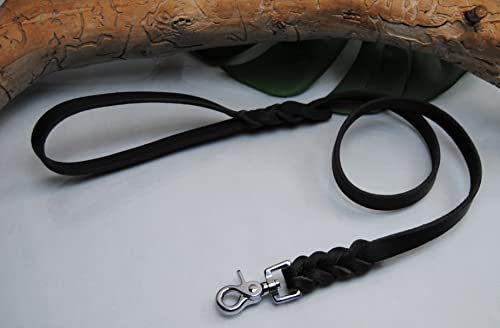 BULLYZEI Lederleine geflochten schwarz 16mm x 1m mit Schlaufe Scheren-Karabiner Führleine BULLYZEI Lederleine geflochten schwarz 16mm x 1m mit Schlaufe Scheren-Karabiner Führleine von BULLYZEI