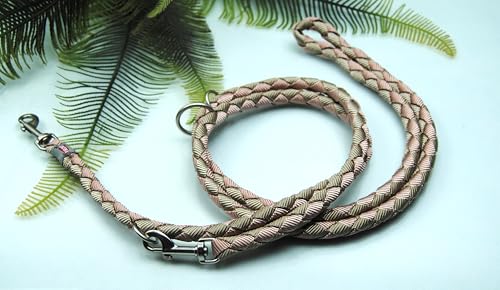 Leine rund verstellbar geflochten Karamell Sand 2m x 12mm Leine rund verstellbar geflochten Karamell Sand 2m x 12mm von BULLYZEI