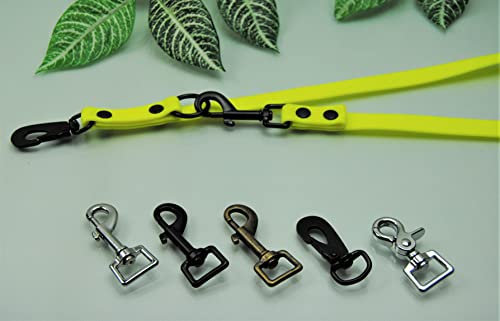 EXTRA Lange Leine Gummi PVC 4-Fach verstellbar 3m x 20mm Neon-Gelb (Karabiner: Silber) von BULLYZEI