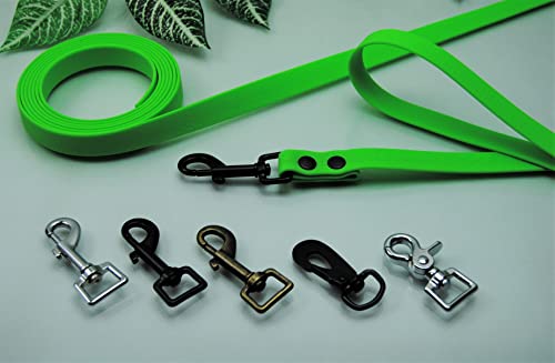 Hundeleine Gummi PVC 20mm Neon-Grün (12m ohne Schlaufe, Karabiner: Scheren-Haken (Silber)) von BULLYZEI