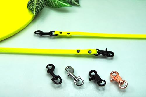 Hundeleine Gummi PVC Neon-Gelb 10mm x 15m Trainingsleine Schleppleine Fährtenleine Welpenleine (Karabiner: Scherenhaken (Schwarz), ohne Schlaufe) von BULLYZEI