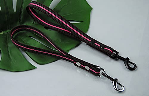 Kurzführer Leine gummiert 35cm MIT Schlaufe Braun-Pink, Karabiner Schwarz, Trainingsleine, Kurzleine Kurzführer Leine gummiert 35cm MIT Schlaufe Braun-Pink, Karabiner Schwarz, Trainingsleine, Kurzleine von BULLYZEI