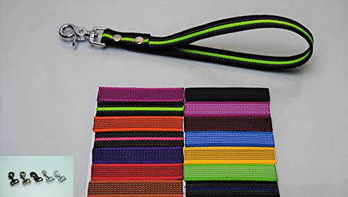 Kurzführer gummiert 20mm x 35cm mit Schlaufe Kurzleine (Pink-Grau, Karabiner: Schwarz) von BULLYZEI