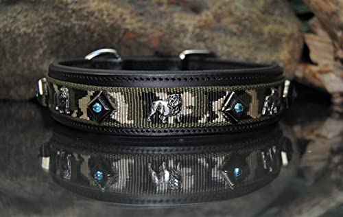 Lederhalsband schwarz / Tarn Englische Bulldogge Kristall 60cm x 4cm Lederhalsband schwarz / Tarn Englische Bulldogge Kristall 60cm x 4cm von BULLYZEI