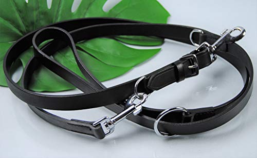 Lederleine extra lang verstellbar 2,5m x 22mm schwarz Karabiner wechselbar Lederleine extra lang verstellbar 2,5m x 22mm schwarz Karabiner wechselbar von BULLYZEI