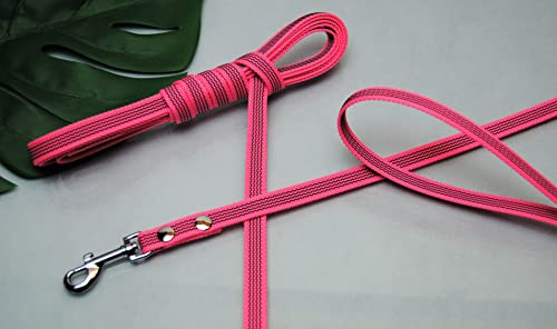 Leine gummiert 1,2m x 15mm MIT Schlaufe Neon-Pink Trainingsleine von BULLYZEI