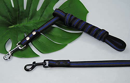 Leine gummiert 5m ohne Schlaufe Blau, Karabiner Silber, Schleppleine von BULLYZEI