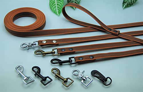 Leine gummiert Cognak 20mm (7m ohne Schlaufe, Karabiner: Silber) von BULLYZEI
