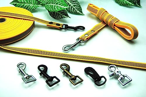 Leine gummiert Gelb 20mm (20m ohne Schlaufe, Karabiner: Silber) von BULLYZEI