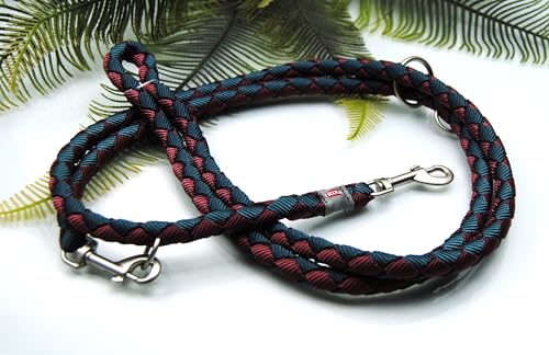 Leine rund verstellbar geflochten Bordeaux - grün, 2m x 12mm Leine rund verstellbar geflochten Bordeaux - grün, 2m x 12mm von BULLYZEI