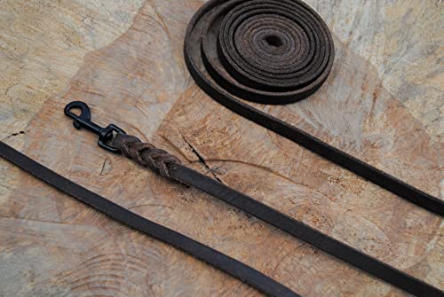 Petite Lederleine geflochten Antik-Leder 10mm x 7m ohne Schlaufe schwarzer Karabiner Schleppleine Fährtenleine Petite Lederleine geflochten Antik-Leder 10mm x 7m ohne Schlaufe schwarzer Karabiner Schleppleine Fährtenleine von BULLYZEI