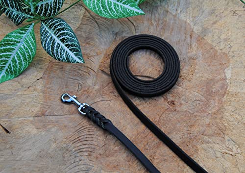 Petite Lederleine geflochten schwarz 10mm x 2m ohne Schlaufe Silber Karabiner Führleine Petite Lederleine geflochten schwarz 10mm x 2m ohne Schlaufe Silber Karabiner Führleine von BULLYZEI