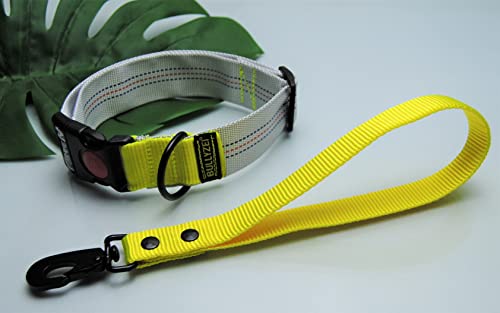 Set Halsband Feuerwehrschlauch / Neon - Klickverschluß Security-Lock + Kurzführer Neon von BULLYZEI
