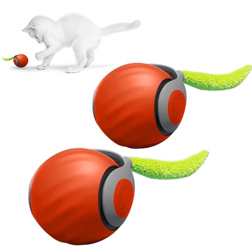 BULZEU 2pcs Katzenspielzeug Elektrisch, 2025 Neu Magic Ball Hund, Interaktives Hundespielzeug Ball, 360-Grad-Ball Katzenspielzeug Selbstbeschäftigung mit Ersatzschwanz-Orange BULZEU 2pcs Katzenspielzeug Elektrisch, 2025 Neu Magic Ball Hund, Interaktives Hundespielzeug Ball, 360-Grad-Ball Katzenspielzeug Selbstbeschäftigung mit Ersatzschwanz-Orange von BULZEU