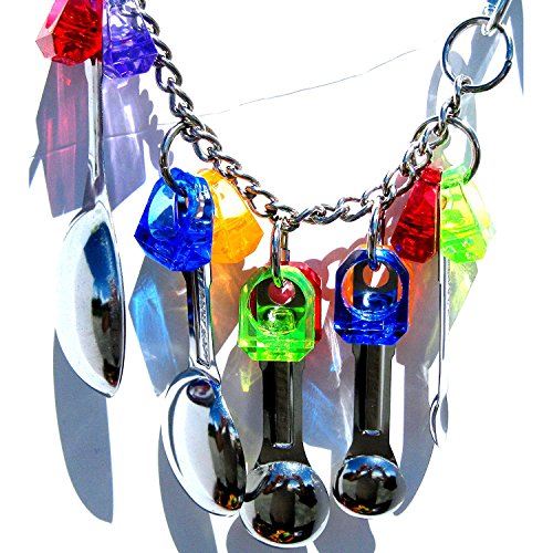 BulzEU Spielzeug-Vögel Bird Toys Löffel Kette aus farbigem Edelstahl Spielzeug für Vögel Papageien, grau Gabun, Mini Aras, kleine Kakadus BulzEU Spielzeug-Vögel Bird Toys Löffel Kette aus farbigem Edelstahl Spielzeug für Vögel Papageien, grau Gabun, Mini Aras, kleine Kakadus von BULZEU