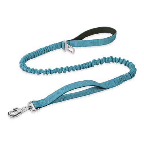 BUMBIN Bungee-Leine mit 2 Griffen für große, mittelgroße und kleine Hunde, robust, kein Ziehen, stoßdämpfend, mit Auto-Sicherheitsgurt für Training, Blau, 1,8 m von BUMBIN