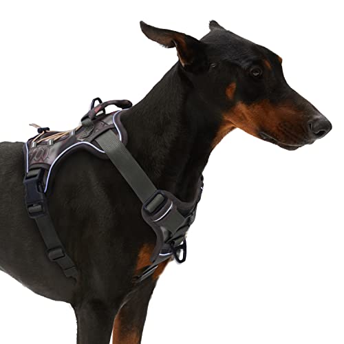BUMBIN Taktisches Hundegeschirr für große, mittelgroße und kleine Hunde, kein Ziehen, Passform Smart Reflective Pet Walking Harness für Training, verstellbare Hundeweste Geschirr mit Griff von BUMBIN