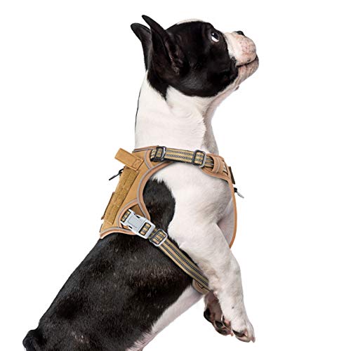 BUMBIN Taktisches Hundegeschirr für große, mittelgroße und kleine Hunde, kein Ziehen an der Vorderleine, passt intelligentes reflektierendes Haustier-Geschirr für das Training von BUMBIN