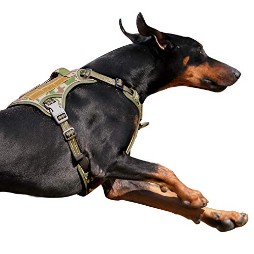 BUMBIN Taktisches Hundegeschirr für große, mittelgroße und kleine Hunde, kein Ziehen an der Vorderleine, passt intelligentes reflektierendes Haustier-Geschirr für das Training von BUMBIN